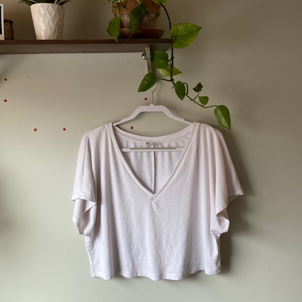 Zara White Short Sleeved Shirt.